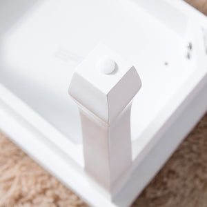 English Elm Vanity White Makeup Stool with Cushion and Solid Wood Legs, Anti-Slip Pads, Comfortable PU Seat W3128P281249