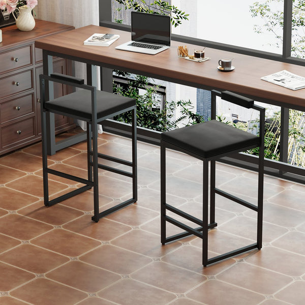English Elm Modern Velvet Upholstered Bar Stools Set Of 2 - Stylish Counter Height Chairs With Footrest & Support W1757P310422