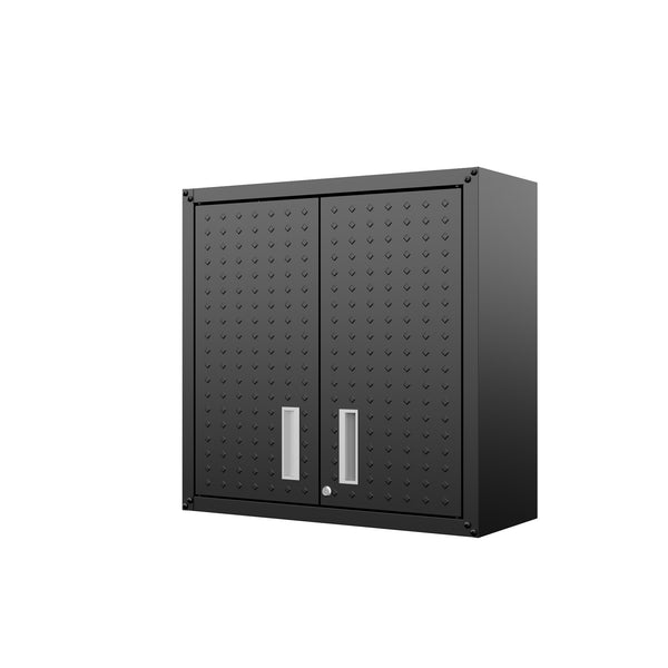 English Elm Floating Wall Mounted Garage Cabinet with Locking Doors and Diamond Texture Exterior Charcoal Grey B365P398222