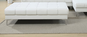 English Elm White Extra Large Bonded Leather Ottoman 66" x33" x17" Cube Pattern Faux Leather Sofa Bench with Metal Legs B011P234379