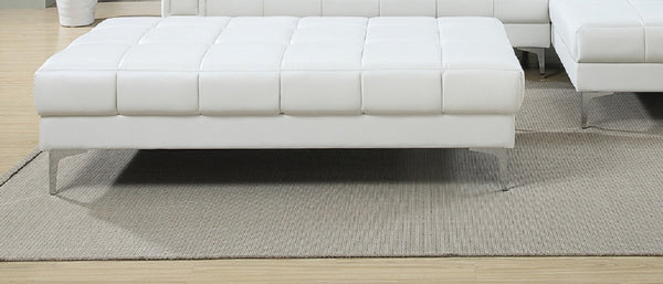 English Elm White Extra Large Bonded Leather Ottoman 66" x33" x17" Cube Pattern Faux Leather Sofa Bench with Metal Legs B011P234379