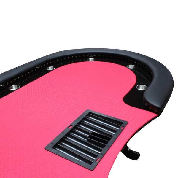 English Elm 96" Oval Poker Table Seats 10 with Waterproof Felt Cup Holders and Rivet Armrests W2748S00042