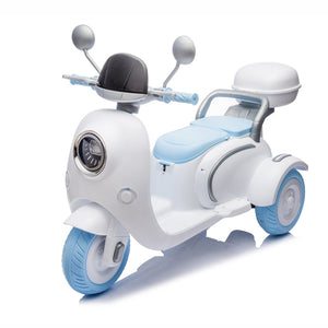 English Elm 12v Dual Motor Two Seater Kids Electric Ride on Motorcycle with Bluetooth Led and Trunk Blue W1578P268023