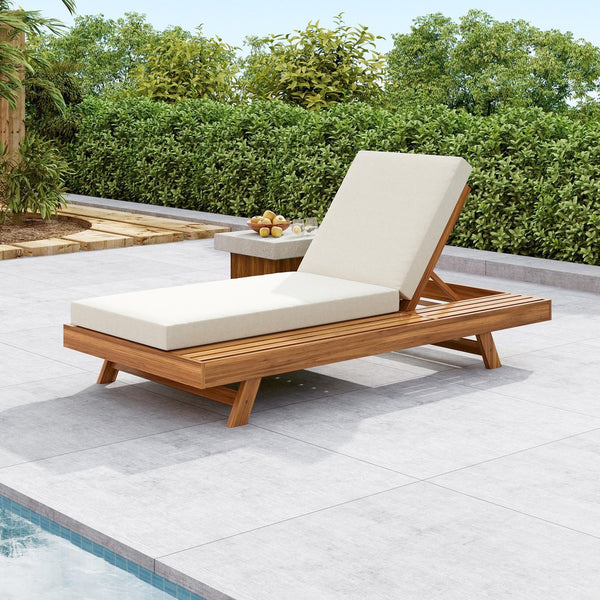 English Elm Christopher Knight Home® - Lounge Chaise Set - Durable Acacia Wood With Cream Water-Resistant Cushions & Adjustable Recline N770P253442T_65429.00CUSH
