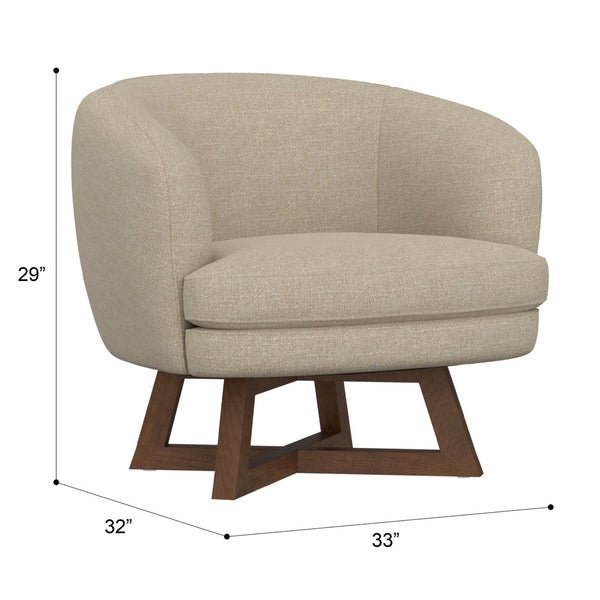 English Elm Swivel Barrel Accent Chair with X Base Foam Seat Neutral Beige Living Room Lounge B2709P496282