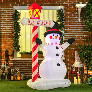 English Elm Homcom 7Ft Inflatable Snowman With Led Street Light - Cheerful Holiday Outdoor Decor For Easy Display W2225P229258