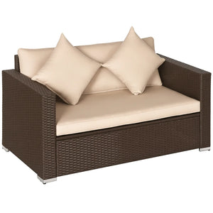 English Elm Wicker Outdoor Loveseat Hand Woven Pe Rattan Patio Couch with Deep Cushioned Seating T3971P446229