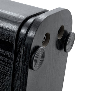 English Elm 64.5 Inch Black Wood Grain Textured Dining Table with Gray Glass Inlay, Robust 1.7" MDF Top, Sleek Design W1151S04297