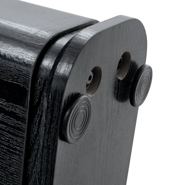 English Elm 64.5 Inch Black Wood Grain Textured Dining Table with Gray Glass Inlay, Robust 1.7" MDF Top, Sleek Design W1151S04297