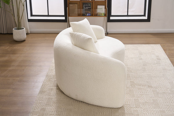 English Elm LY-042 Zen-Inspired S-Curved Dual-Depth Loveseat with Chenille Upholstery, Ready-to-Use Comfort White W2231P329713