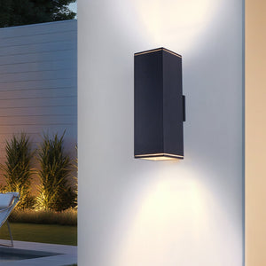 English Elm 18" Aluminum Cylinder Outdoor Wall Sconce Set of Two with up Down Porch Lighting W2312P416013