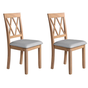 English Elm Dining Room Chairs Set of 2 Upholstered Accent Side Chairs with Padded Seat and Solid Wood Legs, Stylish Natural N752P216388A