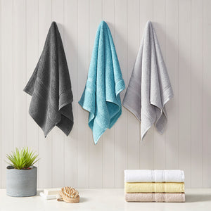 JLA Home 510 Design - 100% Turkish Cotton Aegean 6-Piece Towel Set – 500gsm lightweight, quick-dry, SILVADUR™ antimicrobial protection Charcoal 5DS73-0233