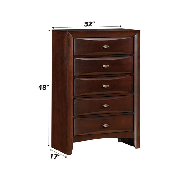English Elm Ireland Eight-Drawer Dresser with Okume Veneer Top, Brushed Nickel Knobs and Durable Wood Frame Espresso 53 L x 35 W x 20 H B2726P257355