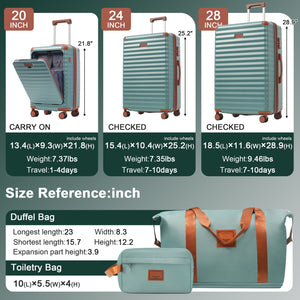 English Elm Luggage 5 Piece Abs Hardshell Travel Set with Usb Port Spinner Wheels and Tsa Lock Antique Blue Green N732P265290M