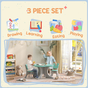 English Elm Qaba Kids Table And Chairs Set - Light Blue 3-Piece Activity Set For Ages 3-6, Fun & Durable Design W2225P229337-GIGA