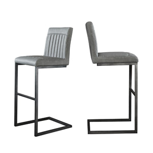 English Elm Faux Leather Counter Stools Set of Two Ergonomic Curved Back Metal Frame Kitchen Seating W5096P400662