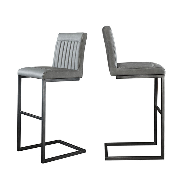 English Elm Faux Leather Counter Stools Set of Two Ergonomic Curved Back Metal Frame Kitchen Seating W5096P400662