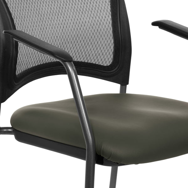 OSP Home Furnishings Progrid Mesh Back Stackable Chair with Titanium Frame for Conference Rooms Graphite 86710R-R111