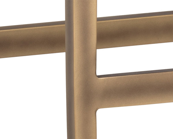 Sunpan Halden Urban Bar Stool with Bold Channel Tufting and Rustic Bronze Steel Frame for Stylish Spaces Bravo Cream