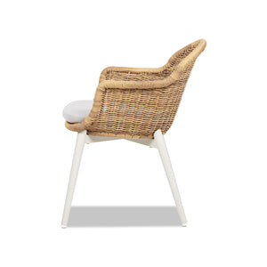 English Elm Jennifer Taylor Home - Santorini Wicker Back Outdoor Dining Chairs Set Of 2 - Weather-Resistant Wheat Beige Comfort B2719P308011