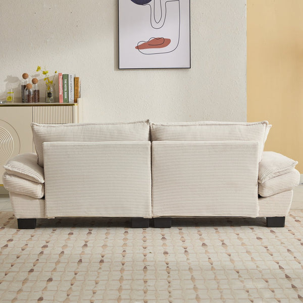 English Elm Corduroy Stylish Sleeper Sofa Loveseat with Dual-Layer Cushions & Two Support Pillows, Sturdy Frame Beige W676P184129