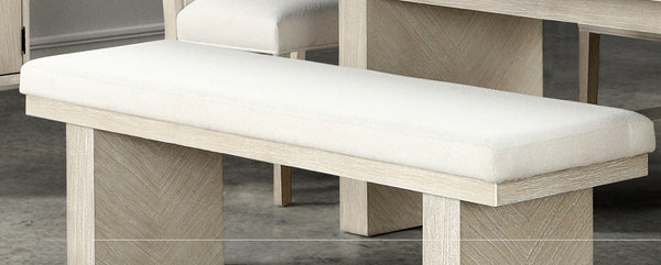 English Elm Natural 59"W Upholstery Bench Modern Farmhouse Natural Finish Rubberwood Frame Comfortable 2-3 Seat Plinth Base B011P366753