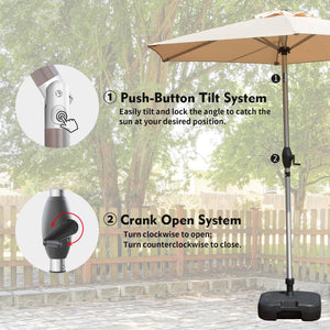 English Elm 7.5FT Patio Umbrella with Crank & Tilt, UV & Water-Resistant 180G Polyester Canopy, Vent Top Beige W1859P195949