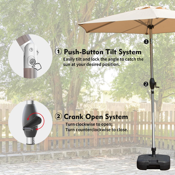 English Elm 7.5FT Patio Umbrella with Crank & Tilt, UV & Water-Resistant 180G Polyester Canopy, Vent Top Beige W1859P195949