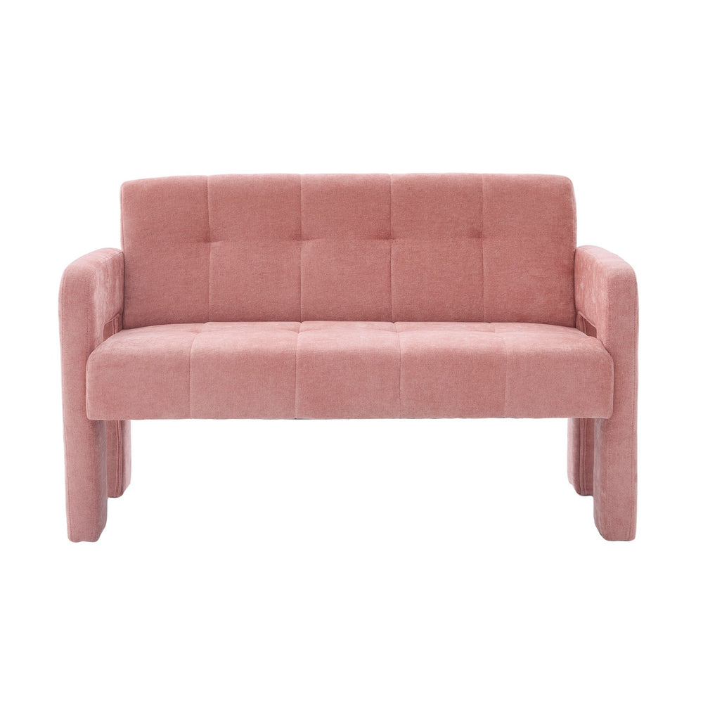 English Elm Nordic Ergonomic Double Armchair Upholstered Chenille Sofa 2-Seater Compact Lounge Chair 550LB Capacity Pink W395P380535