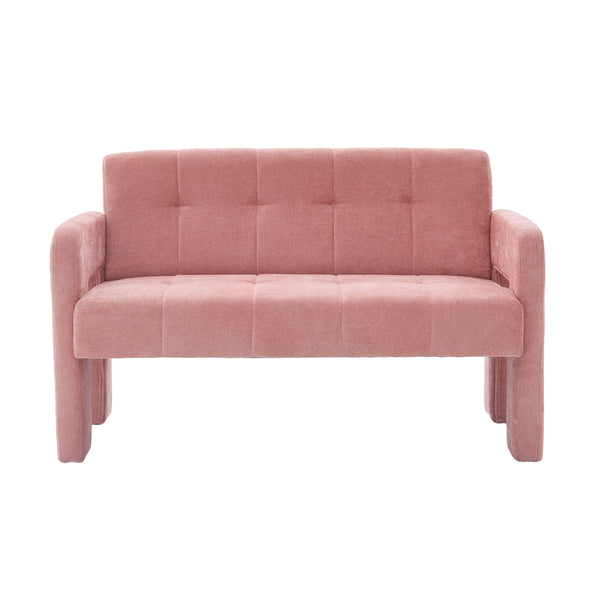 English Elm Nordic Ergonomic Double Armchair Upholstered Chenille Sofa 2-Seater Compact Lounge Chair 550LB Capacity Pink W395P380535