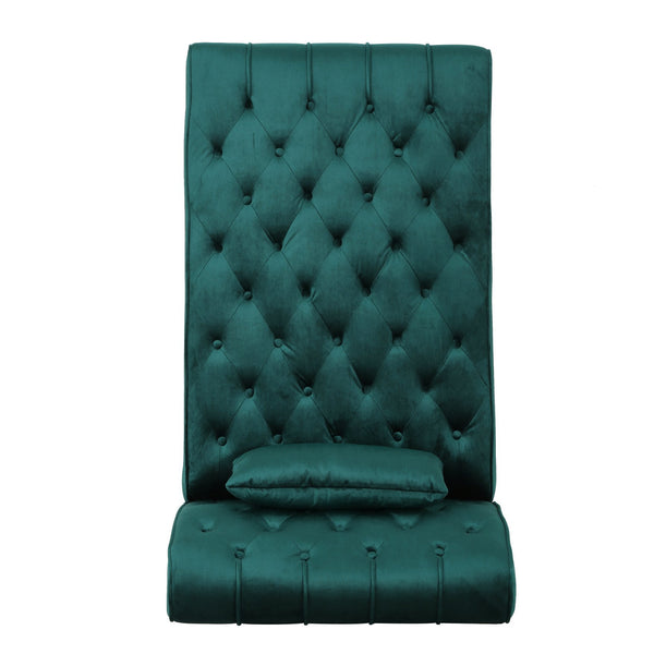 English Elm Chaise Lounge Velvet Upholstered Accent Chair with Birch Legs for Living Room Decor N776P412298T