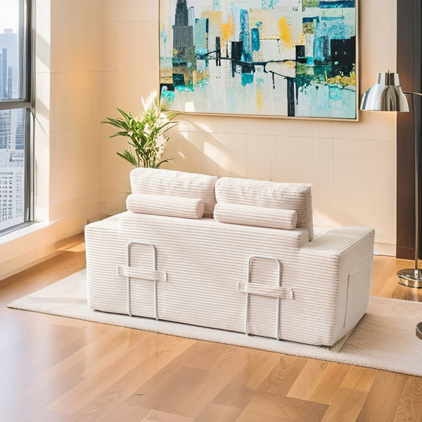 English Elm Loveseat Sofa Bed – Memory Foam Comfort, Convertible 2-In-1 Design, No Assembly, Corduroy Fabric Couch For Small Spaces And Guest Rooms (Beige) W2959P379135