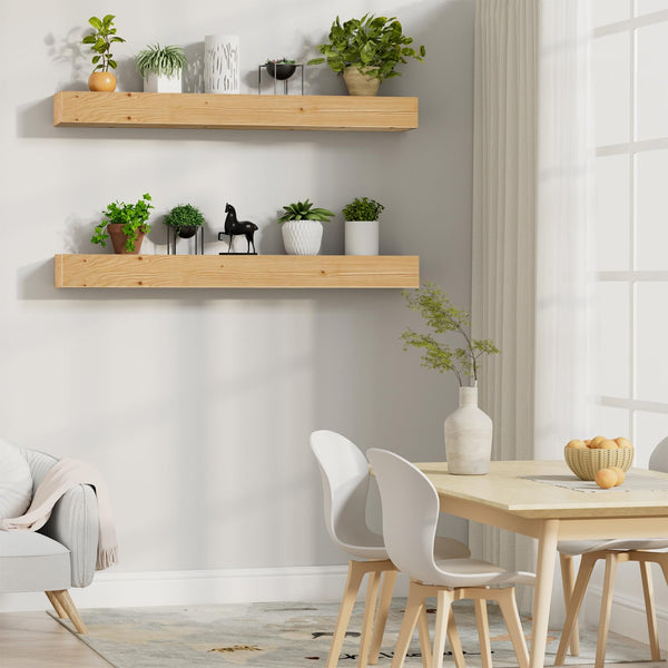 English Elm Fireplace Mantel - Handcrafted 60" Solid Pine Floating Shelf For Stylish Home Decor & Easy Installation T3210P392799
