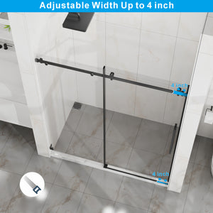 English Elm Goodyo 60"X72" Frameless Sliding Shower Door - Sleek Matte Black Tempered Glass & Easy-Clean Design D163118740