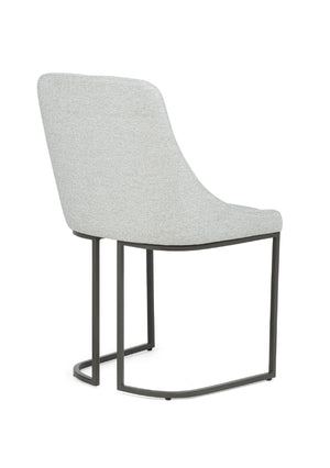 English Elm 2pc Soft Neutral Upholstery Curved Dining Chairs with Sturdy Metal Frame, Modern Gray Accent Seats B2741P370871