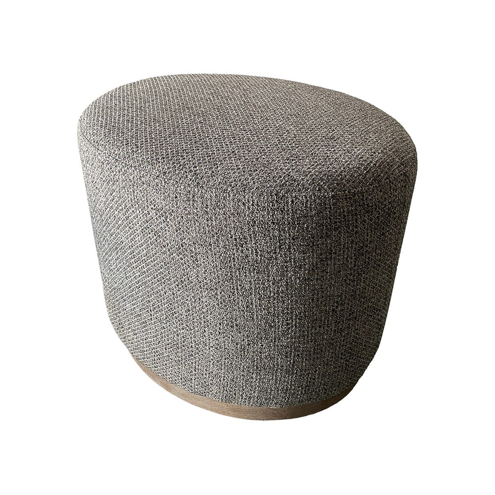 English Elm Oval Upholstered Accent Ottoman with Red Oak Base for Bedroom or Living Room B035P265997