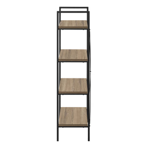 English Elm Bookshelf, 4-Tier Space-Saving Bookcase with Dark Wood-Look Laminate and Black Metal Frame for Home Decor taupe 50 L x 14 W x 4 H B2710P219958
