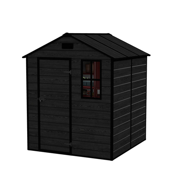 English Elm Campcraft Resin Storage Shed 6x6 Ft Polypropylene Waterproof Outdoor Wood Grain W1598S00029