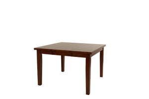 English Elm Contemporary Rectangular Dining Table Set 7pc with 18" Expandable Leaf, Faux Leather Chairs, Warm Finish Walnut 58 L x 58 W x 8 H B011S01094