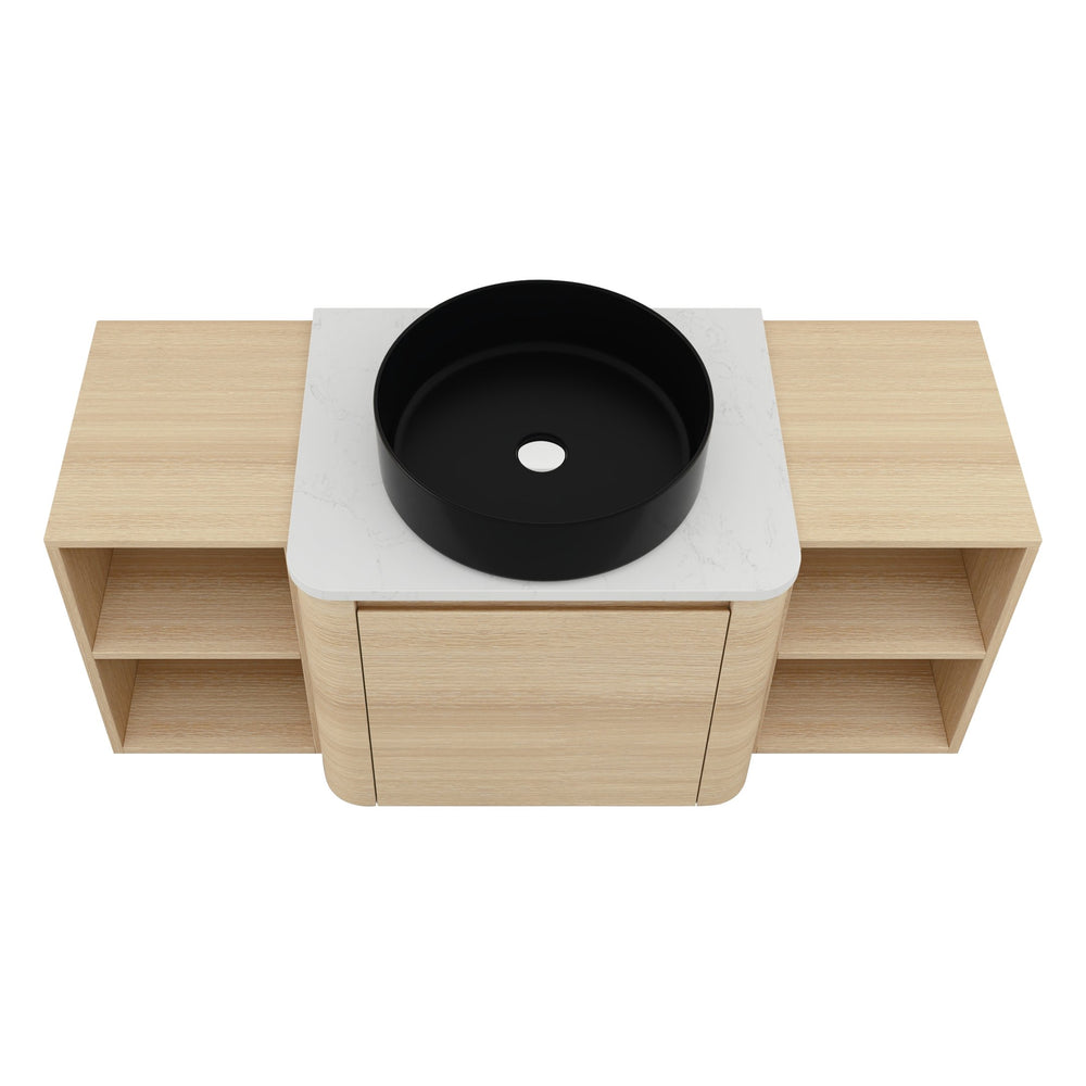 English Elm 48'' Wall-Mounted Bathroom Vanity With Elegant Ceramic Sink, Soft-Close Door & Ample Storage Shelves W999S00470