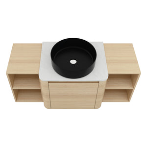 English Elm 48'' Wall-Mounted Bathroom Vanity With Elegant Ceramic Sink, Soft-Close Door & Ample Storage Shelves W999S00470