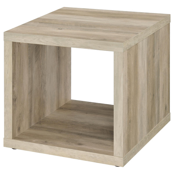 English Elm Flint Rustic Distressed Pine Square End Table - Minimalist Design, Durable Melamine Finish, Versatile Decor B062P299840