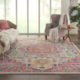 Nourison Passion PSN25 Machine Made Power-loomed Ornamental Border Indoor Only Bohemian Vintage Rug Ivory Pink, Ivory Pink 100% Polypropylene 99446748188