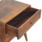 English Elm Solid Wood Large Curved Chestnut Bedside