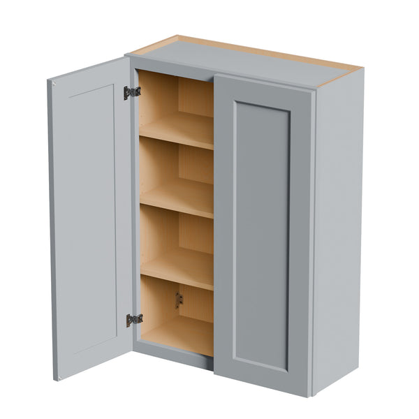 English Elm Gray Shaker Solid Wood Wall Cabinet Soft Close Doors Adjustable Shelves Kitchen Storage W5662P465944