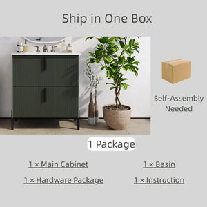 English Elm Christopher Knight Home® - 30" Fluted Bathroom Vanity With Ceramic Sink, Soft-Close Drawers & Elevated Legs For Modern Style N817P295761G