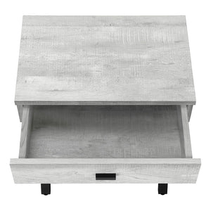 English Elm Accent Table Rustic Wood-Look End Table with Black Metal X Base, Nightstand with Drawer for Living Room Grey 22 L x 14 W x 7 H B2710P219288