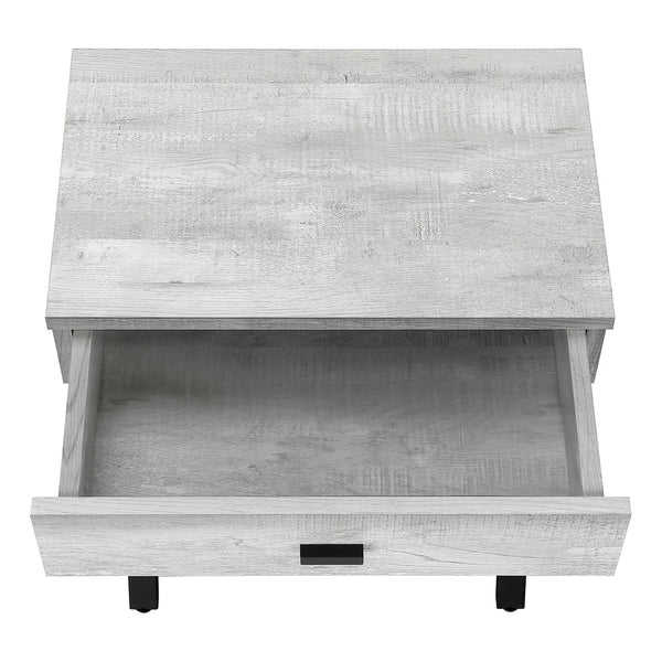 English Elm Accent Table Rustic Wood-Look End Table with Black Metal X Base, Nightstand with Drawer for Living Room Grey 22 L x 14 W x 7 H B2710P219288