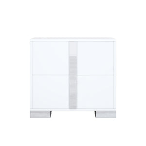 English Elm Elegant Nightstand with Metal Feet and Two Spacious Drawers for Stylish Bedroom and Living Rooms White 28.75 L x 17.75 W x 7.75 H N733P307938W